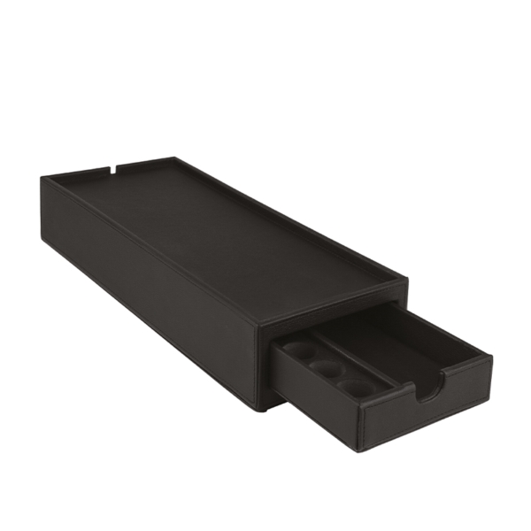 Base per macchina caffè in ecopelle nera - 16x42xh9cm | Amonn