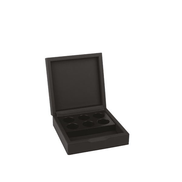 Cofanetto porta capsule e bustine in ecopelle nera - 16,2x16,2xh5,5cm | Amonn