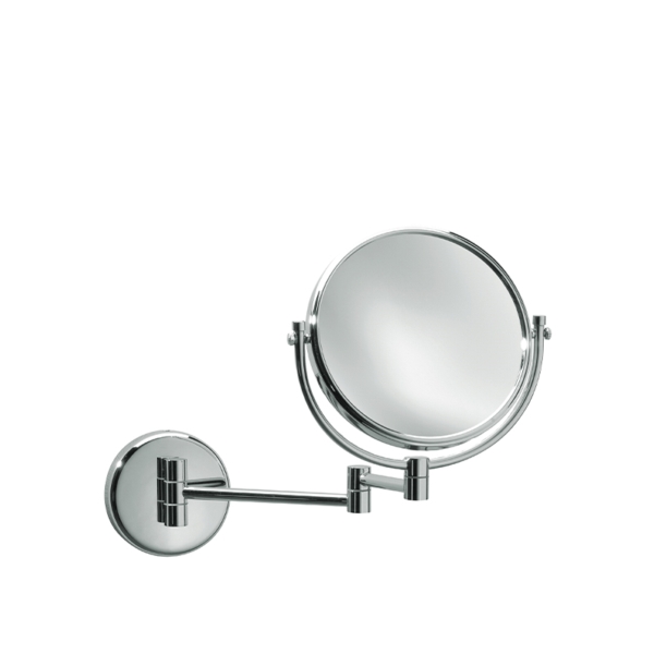 Double-sided magnifying mirror in chrome-plated brass - Ø22cm | Amonn