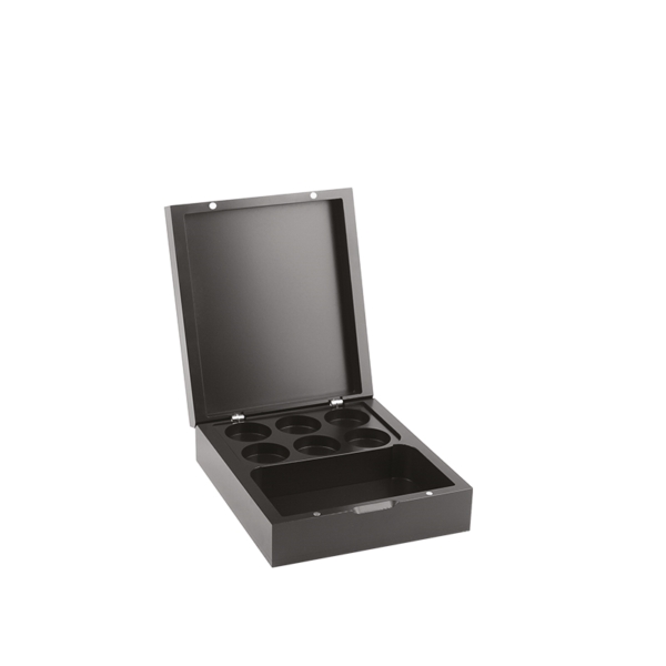 Cofanetto porta capsule e bustine in acrilico nero - 15,7x18xh6cm | Amonn