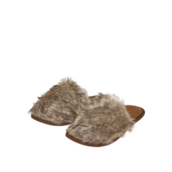    Pantofola Husky in Velour marrone e pelliccia sintetica, misura unisex - 100pz | Amonn  