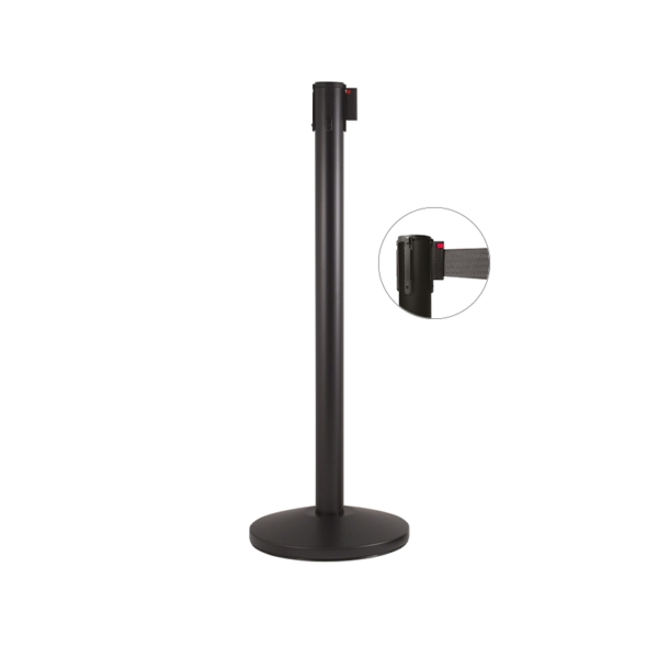 Barrier pole in black metal and with black strap | Amonn