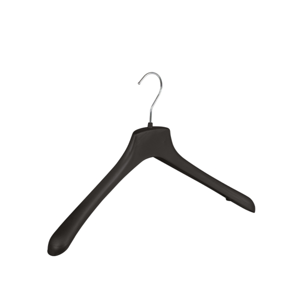 Black plastic clothes hanger, chromed hook - 120pcs | Amonn