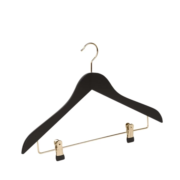 GR2GGD09.jpg Black beechwood clothes hanger, goldener hook - 50pcs | Amonn