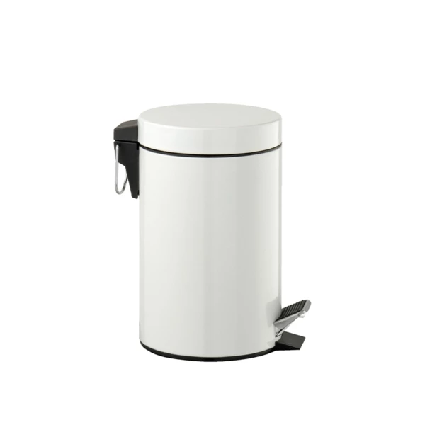 67534BO.jpg Runder Mülleimer aus weißem Metall, 3L | Amonn