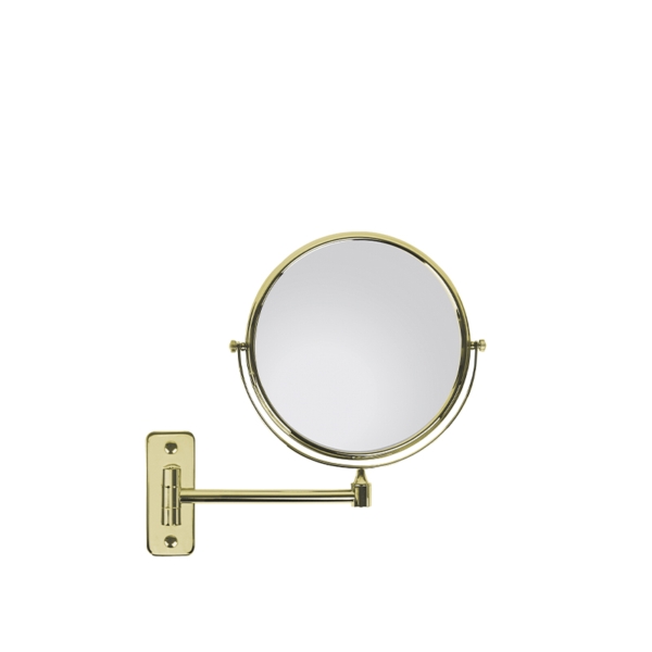 Double-sided magnifying mirror in gold-plated brass - Ø20cm | Amonn