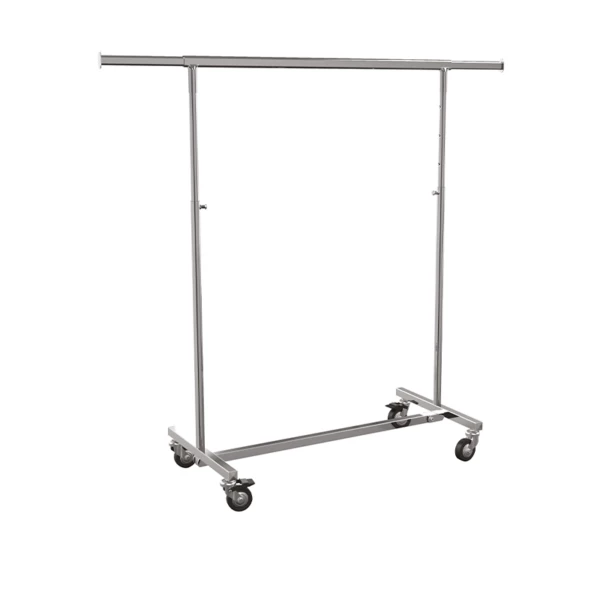    Zusammengeklappbare Garderobenwagen aus verchromtem Stahl, 100 (+80) x h 100/170 cm | Amonn  