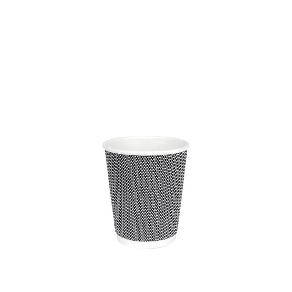 88218NO.jpg Biodegradable cardboard cup with black 3D pattern, 240ml - 500pcs | Amonn