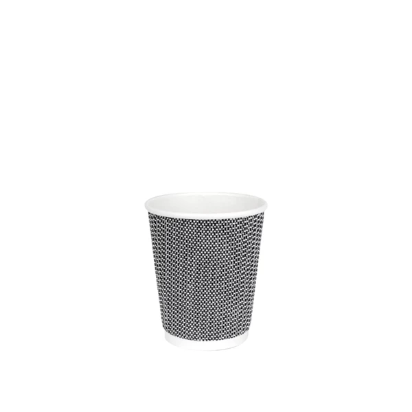    Biodegradable cardboard cup with black 3D pattern, 240ml - 500pcs | Amonn  